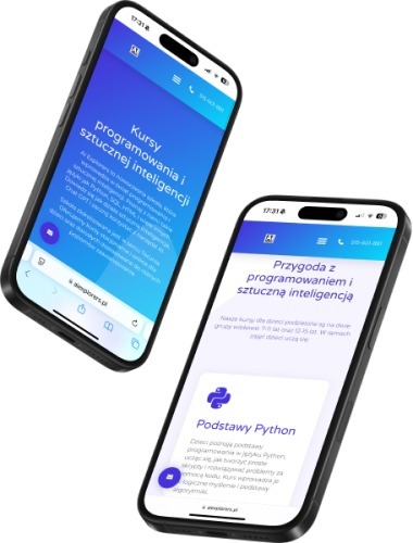 Podgląd nowoczesnej strony internetowej AI Explorers – innowacyjne rozwiązanie z zakresu sztucznej inteligencji, zaprezentowane na eleganckim mockupie smartfona
