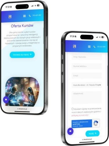 Podgląd nowoczesnej strony internetowej AI Explorers – innowacyjne rozwiązanie z zakresu sztucznej inteligencji, zaprezentowane na mockupie